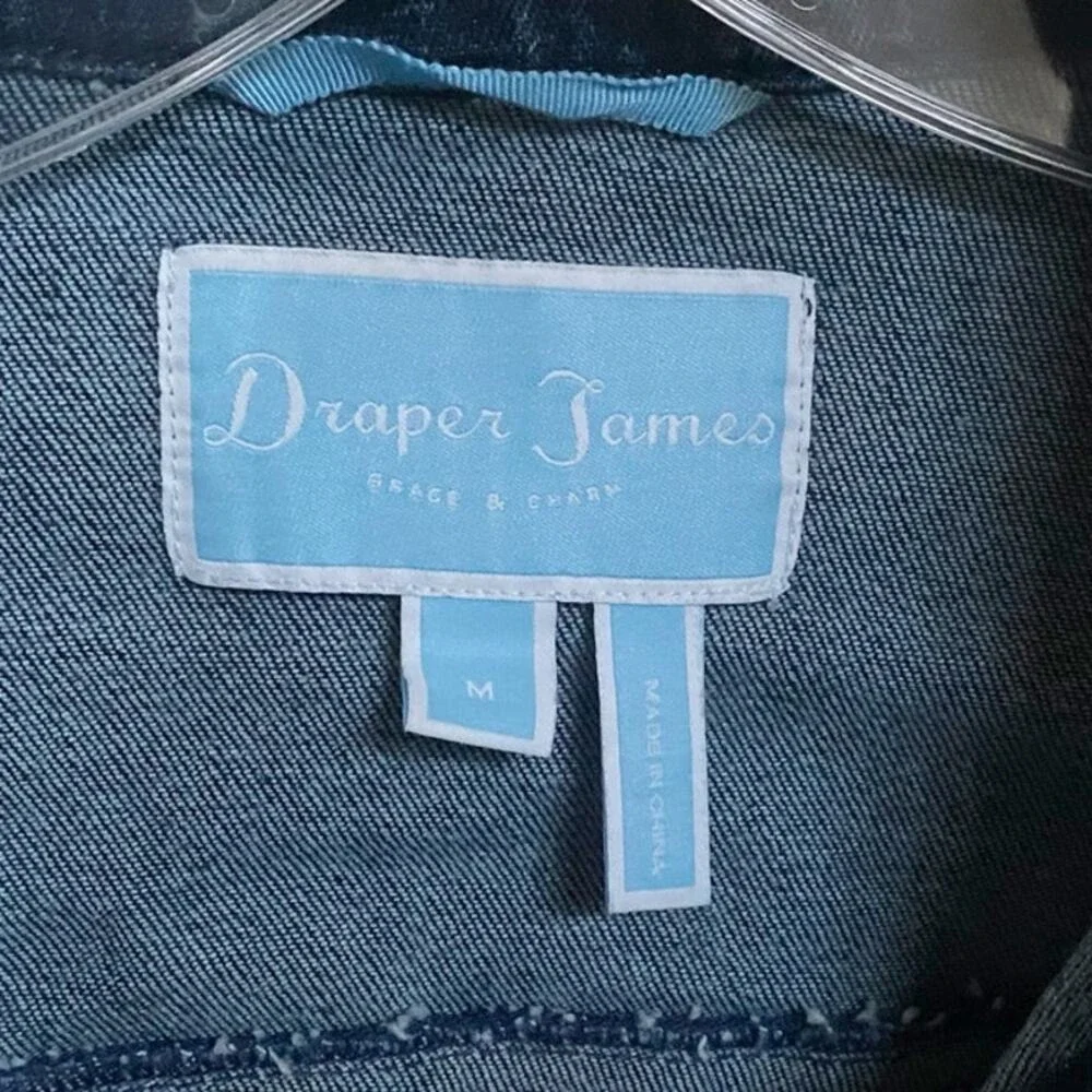Draper James Strong Sweet and Southern Denim Jacket Dark Wash Blue Womens Medium